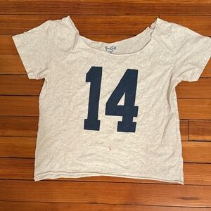 Brandy Melville Cream Tee with Navy Number